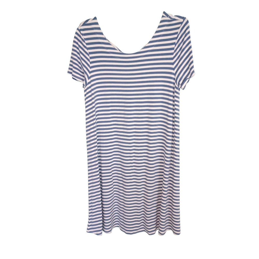 Talbots Blue White Striped Tie Back Short Sleeve T-Shirt Dress Sz‎ MP